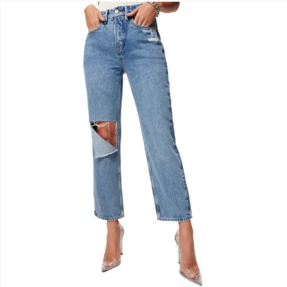 Good American Jeans Good Heritage Straight Leg Ankle Jean in Blue950 Size 8 / 29